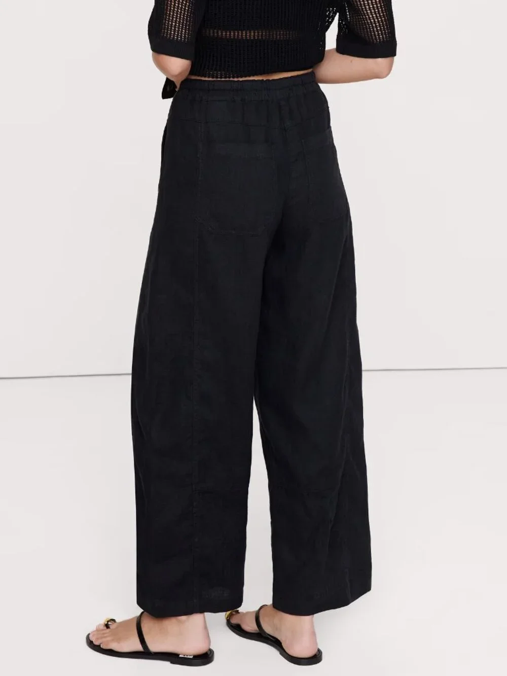 NWT Banana Republic Black Relaxed Pull-On Linen Painter Pants XL